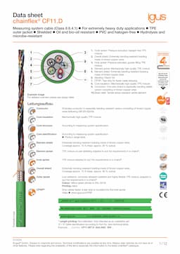 Technical data sheet chainflex® measuring system cable CF11.D