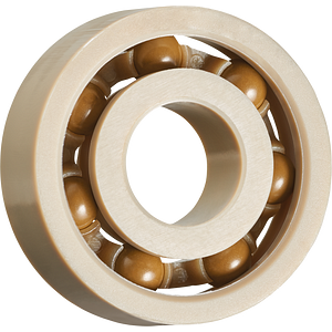 xiros® radial deep groove ball bearing, xirodur A500, PAI balls, cage made of PEEK, mm