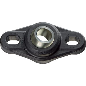 Fixed flange bearing with 2 mounting holes, EFOM igubal®, stainless steel spherical ball