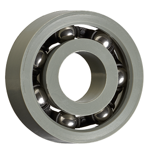xiros® radial deep groove ball bearing, xirodur G220, stainless steel balls, cage made of PA, mm