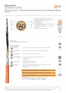Technical data sheet chainflex® motor cable CF886