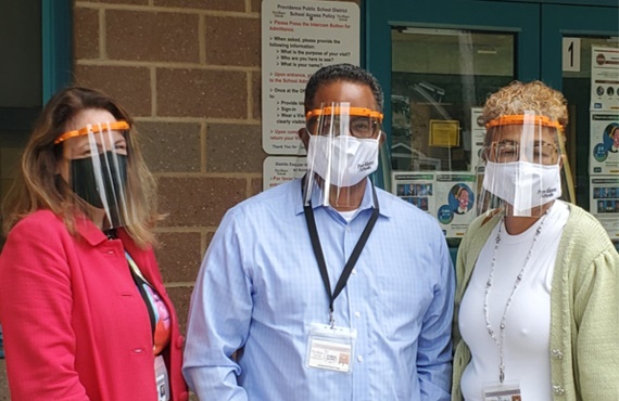 Face shield donation to schools in Providence